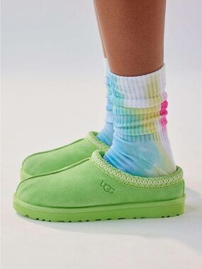 UGG Tasman Green Suede Cozy Slip-On Slippers